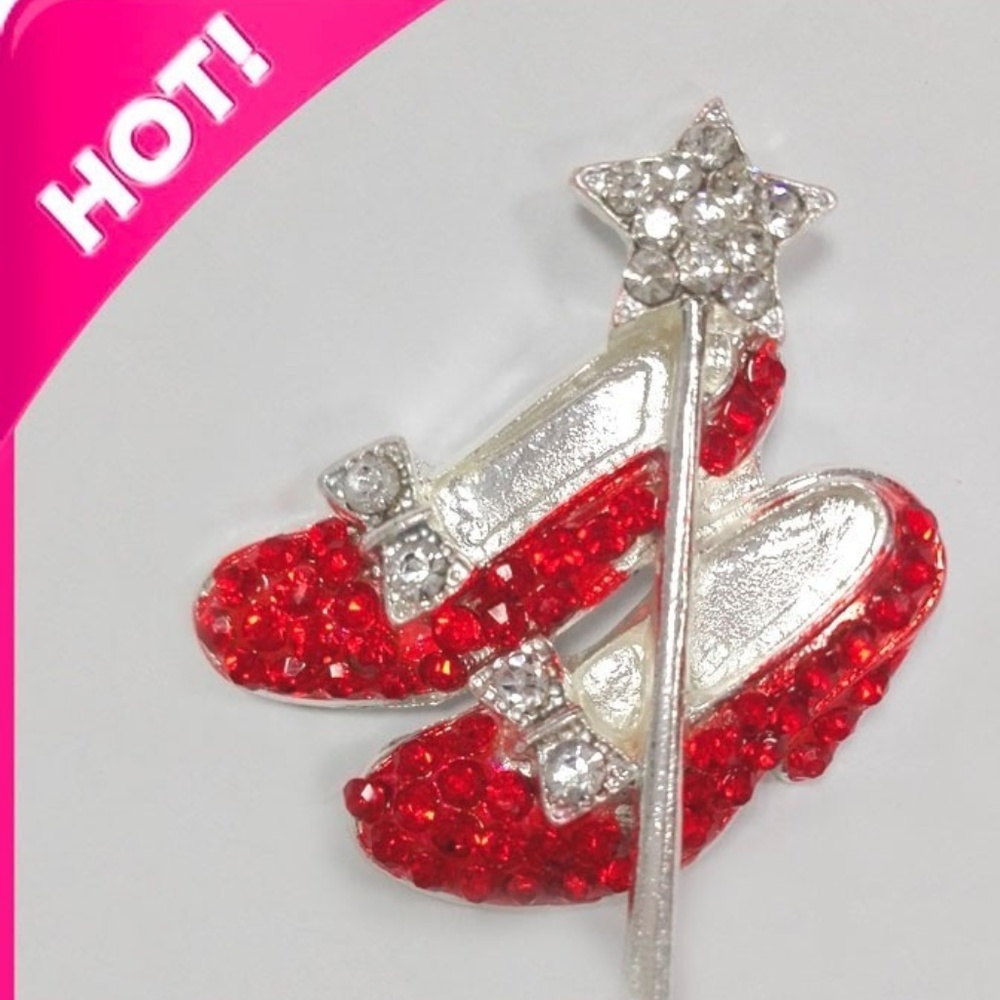 Wizard of Oz Dorothy Ruby Red Slippers Pin Brooch